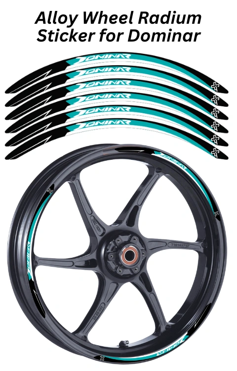 Alloy Wheel Radium Sticker Compatible with Dominar 250/400 | Made In Premium Radium With FPF(Fade Protection Film), Water Proof, Precut Sticker, Pack Of 12